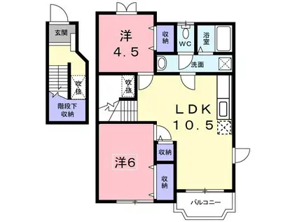 ファミール スドー Ⅰ(2LDK/2階)の間取り写真