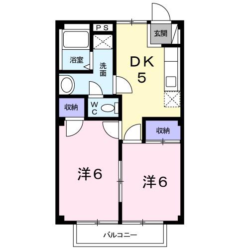 ファミールアイⅠ(2DK/1階)の間取り写真