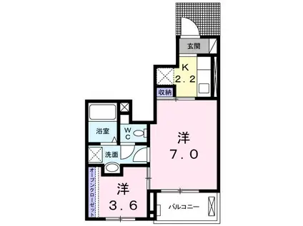 コートハウス安塚Ⅱ(2K/1階)の間取り写真