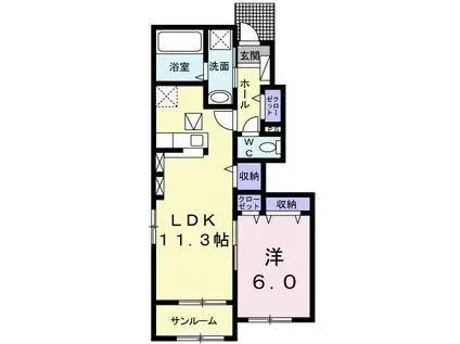 リベルタ Ⅱ(1LDK/1階)の間取り写真