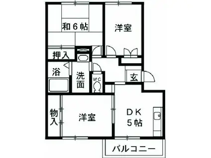 サンフラワーⅡ(3DK/2階)の間取り写真