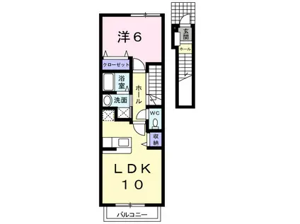 クリスタルメゾンⅠ(1LDK/2階)の間取り写真