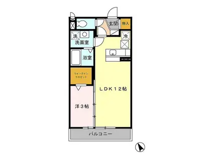 ディアコート(1LDK/1階)の間取り写真