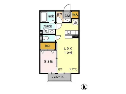 ベルデュール(1LDK/2階)の間取り写真