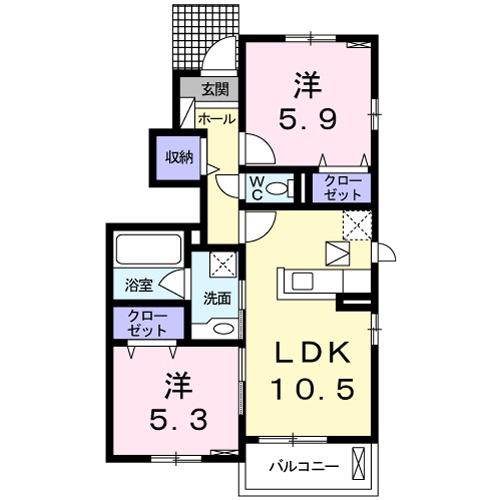 メゾン サカエⅡ(2LDK/1階)の間取り写真