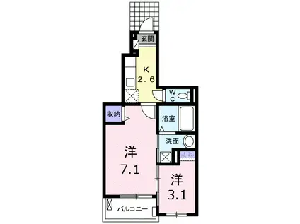 フレグランス ベル(1SK/1階)の間取り写真