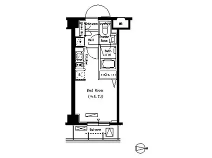 パークアクシス蒲田壱番館(ワンルーム/2階)の間取り写真