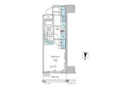 パークアクシス錦糸町レジデンス(1K/13階)の間取り写真