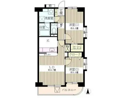 ドエル新都(2LDK/2階)の間取り写真
