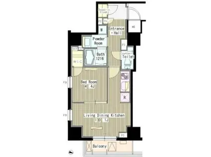 マスターズコート北品川(1DK/5階)の間取り写真