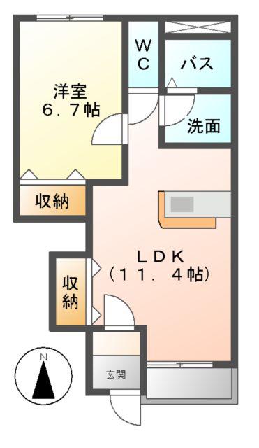 アクイール(1LDK/1階)の間取り写真