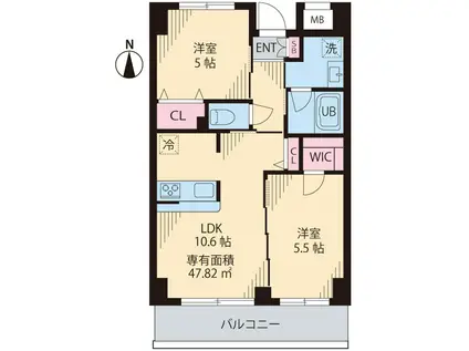 COURT TAKETOKU Ⅱ(2LDK/6階)の間取り写真