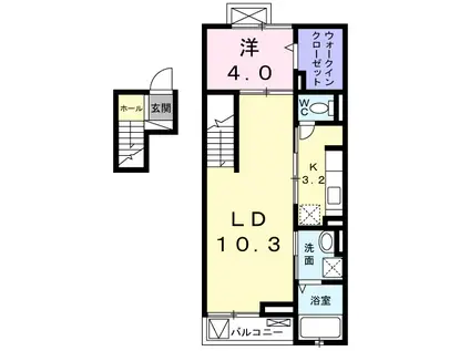ハーナス・プレイス(1LDK/4階)の間取り写真