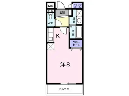 エレガンテフィールドⅠ(1K/2階)の間取り写真