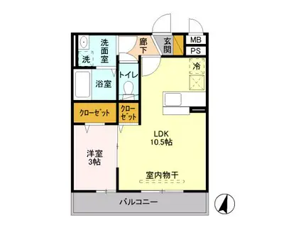 アクシスふじみ野Ⅰ(1LDK/2階)の間取り写真