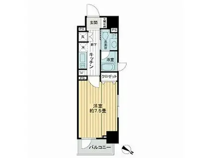 ライオンズクオーレ東京三ノ輪シティゲート(1K/6階)の間取り写真