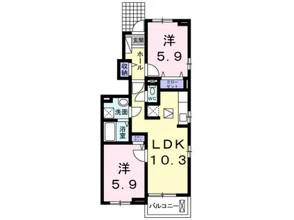 セトルフィオーレⅡ(2LDK/1階)の間取り写真