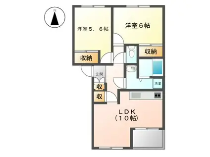 ラ フェーリア・W(2LDK/2階)の間取り写真