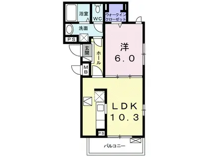 フローリッシュ R(1LDK/1階)の間取り写真
