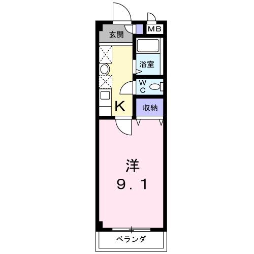 サン・シャインⅠ(1K/1階)の間取り写真