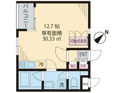 サニーサイドヒル(ワンルーム/3階)の間取り写真