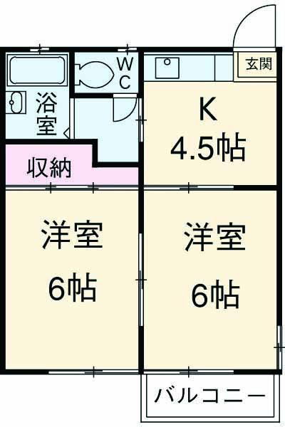 グルニエⅠ(2K/2階)の間取り写真