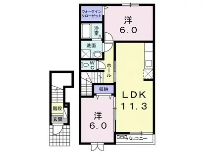 ヴィラ サンライズ ドリームⅢ(2LDK/2階)の間取り写真
