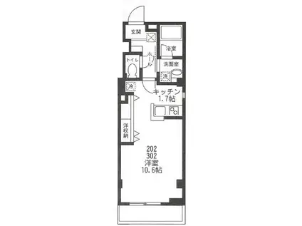 グレイス北新宿(ワンルーム/3階)の間取り写真