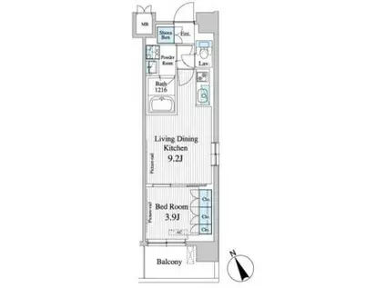 プレノ清澄庭園(1LDK/4階)の間取り写真