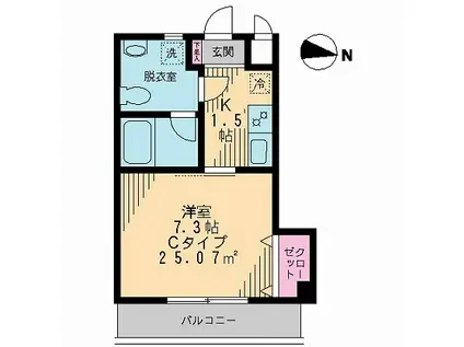 ボナール蓮沼(1K/2階)の間取り写真