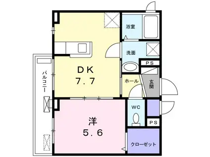 フルール・ド・リス(1DK/3階)の間取り写真