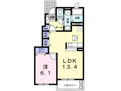 アヤソフィヤ Ⅱ(1LDK/1階)の間取り写真