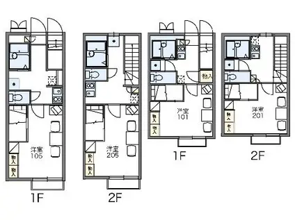 レオパレス山竹Ⅰ(1K/1階)の間取り写真