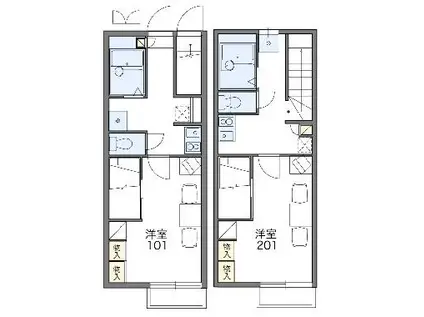 レオパレスみかわ(1K/1階)の間取り写真