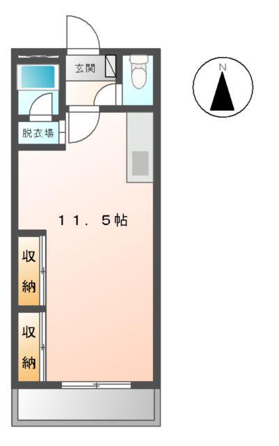 エデン中央本町(ワンルーム/2階)の間取り写真