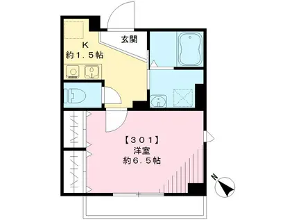 ルート・エイ(1K/3階)の間取り写真