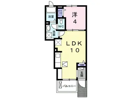 コリーヌH Ⅰ(1LDK/1階)の間取り写真