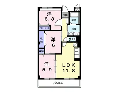バウムガルトナ-(3LDK/2階)の間取り写真