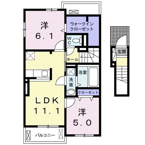 クレアⅠ(2LDK/2階)の間取り写真