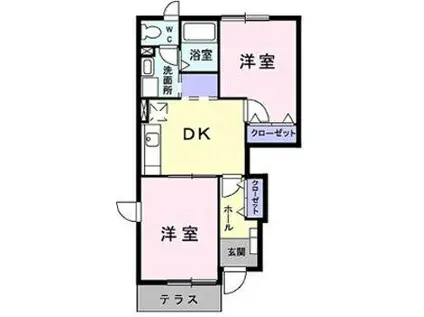 グレイスコート・Ⅱ(2DK/1階)の間取り写真