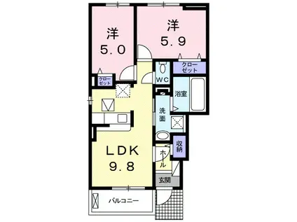 エミネンスⅢ(2LDK/1階)の間取り写真