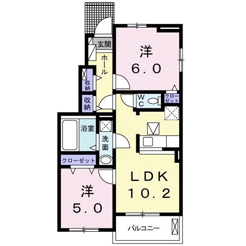エムズ ドゥーエⅡ(2LDK/1階)の間取り写真