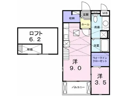 グラン・ブルー(ワンルーム/2階)の間取り写真