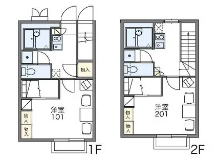 レオパレスサニーヒル千日(1K/1階)の間取り写真