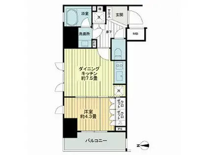 ライオンズ浅草橋ミレス(1DK/8階)の間取り写真