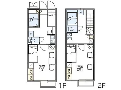 レオパレスラ・メール富士(1K/2階)の間取り写真