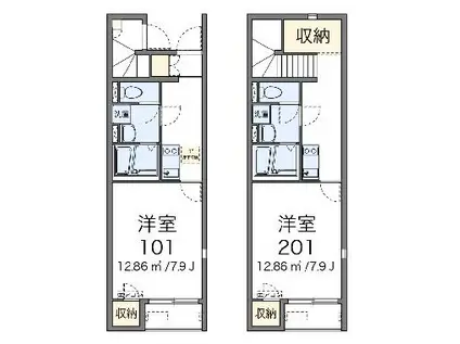 レオネクスト中(1K/1階)の間取り写真
