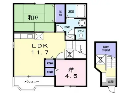 シャインピュア(2LDK/2階)の間取り写真