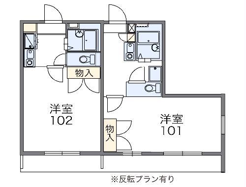 レオパレス柏原(1K/2階)の間取り写真
