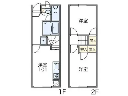 レオパレスカーサ ドマーニⅠ(2DK/1階)の間取り写真